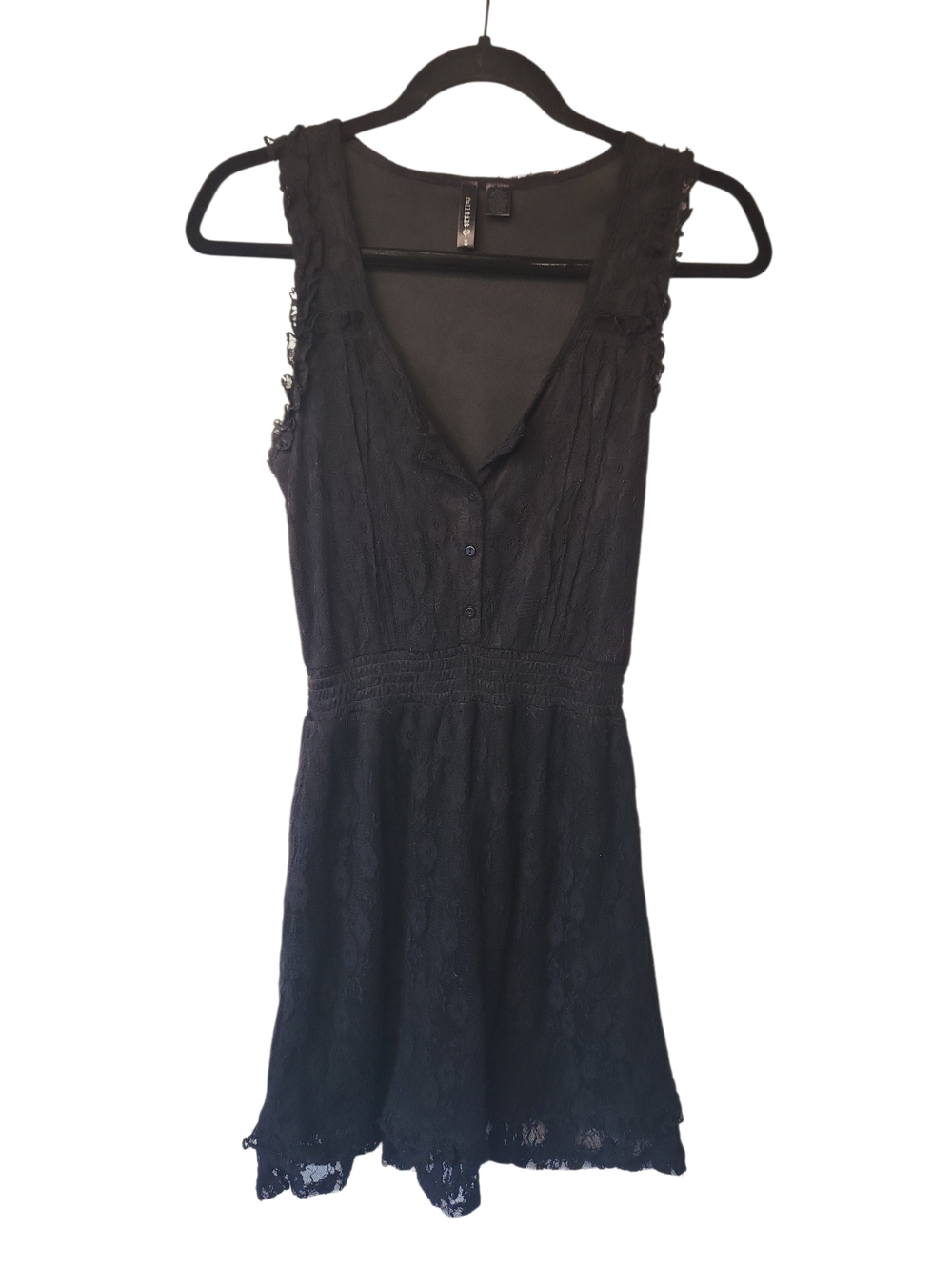 Full Tilt Black Lace Dark Romantic Whimsigoth Sleeveless V-Neck Dress Size S